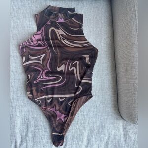 Princess Polly Brown and Purple Bodysuit